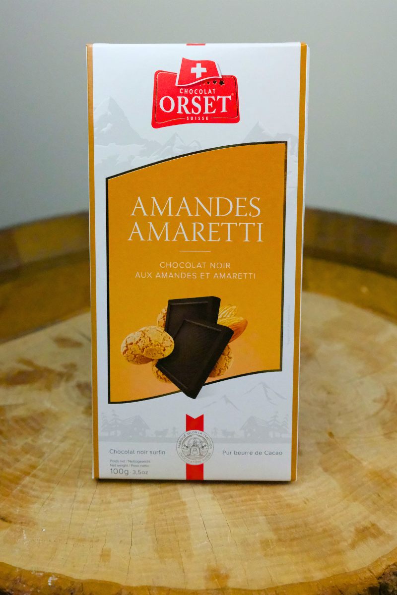 Tablette chocolat Suisse Orset Amandes Amaretti