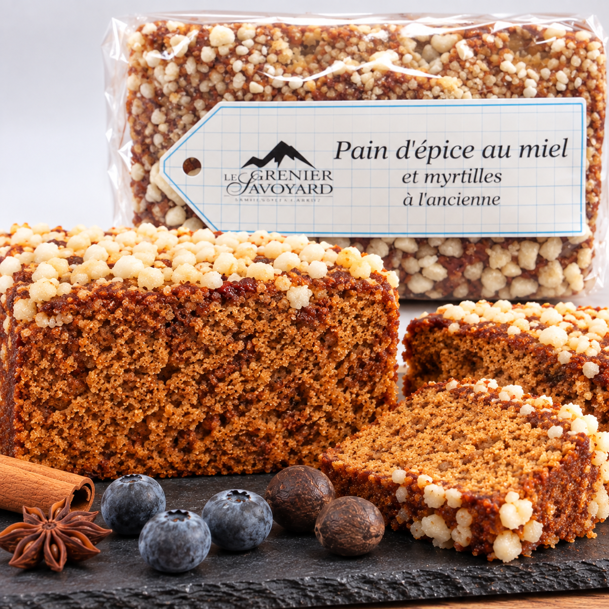 Pain d'épices à l'ancienne aux myrtilles 500g