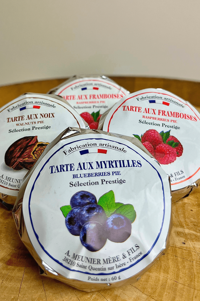LOT de 4 tartes 60g (1 noix, 2 myrtille et 1 framboise)