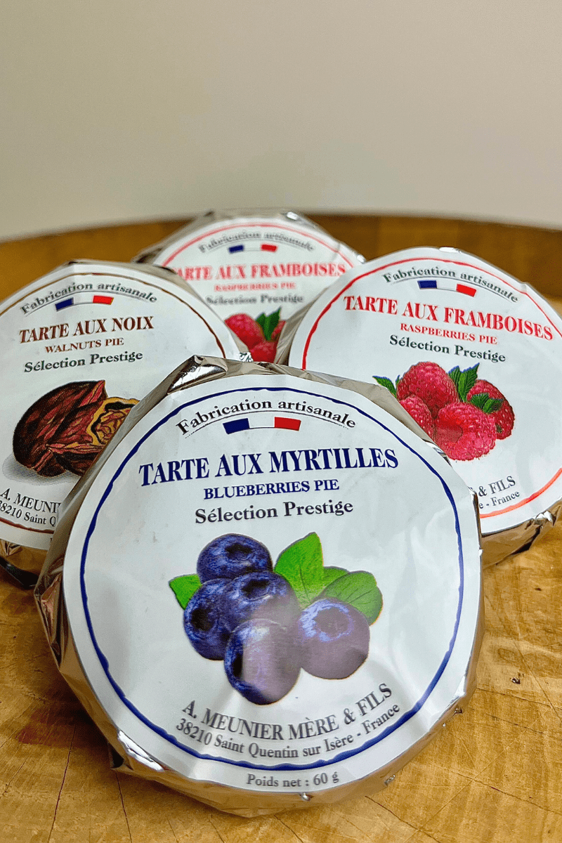 LOT de 4 tartes 60g (1 noix, 1 myrtille et 2 framboises)