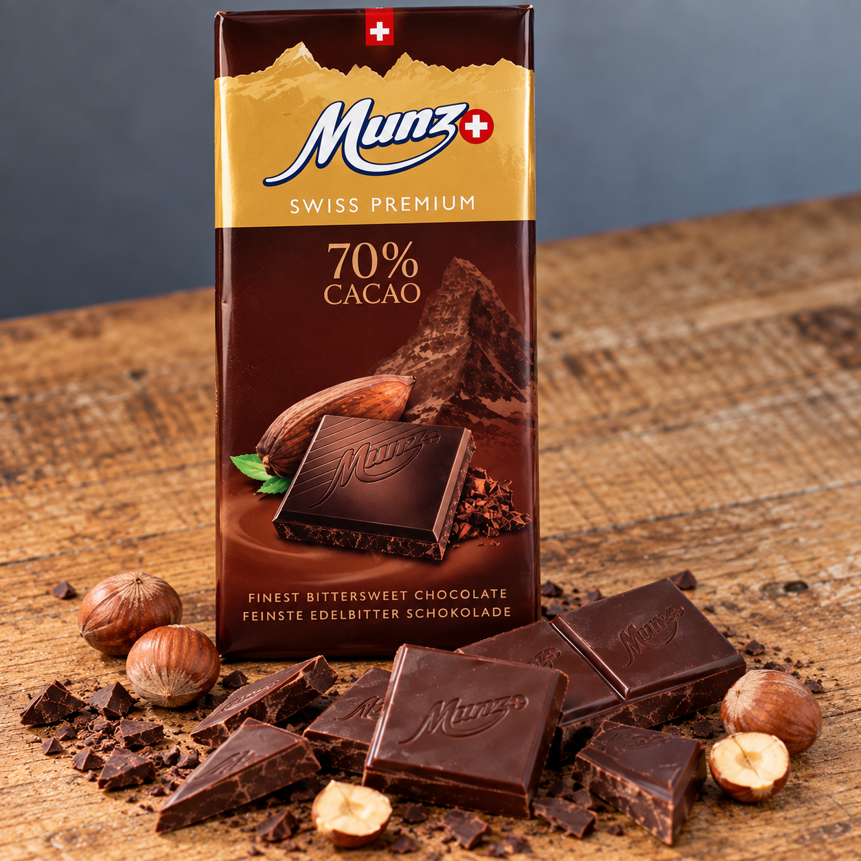 Tablette chocolat Suisse MUNZ Noir 70%