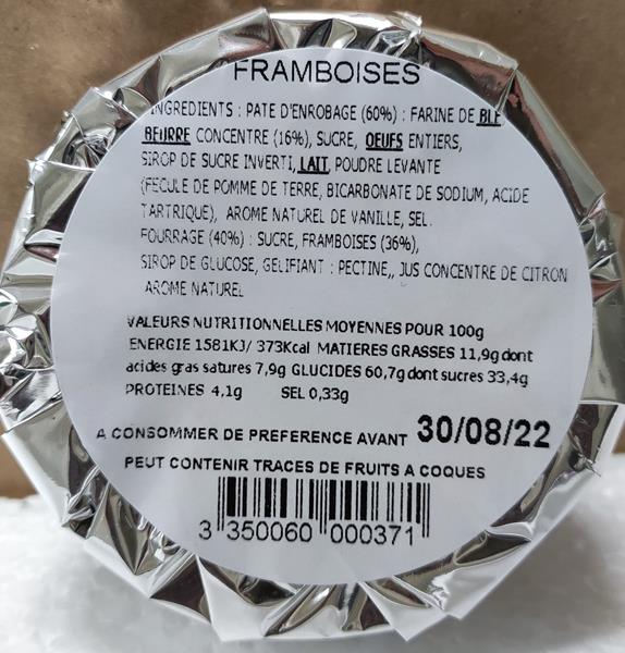 LOT de 4 tartes 60g (1 noix, 1 myrtille et 2 framboises)